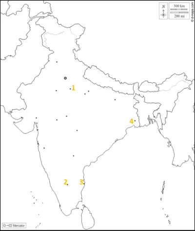 Dernière question en Inde.
Quel numéro désigne la ville de Chennai ?