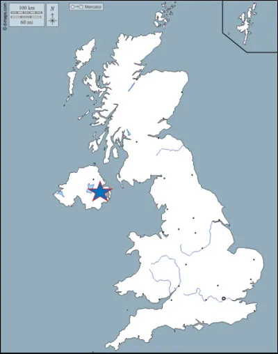 On continue notre tour des capitales des pays constituant le Royaume-Uni.
Quelle est cette ville montrée par l'étoile bleue ?