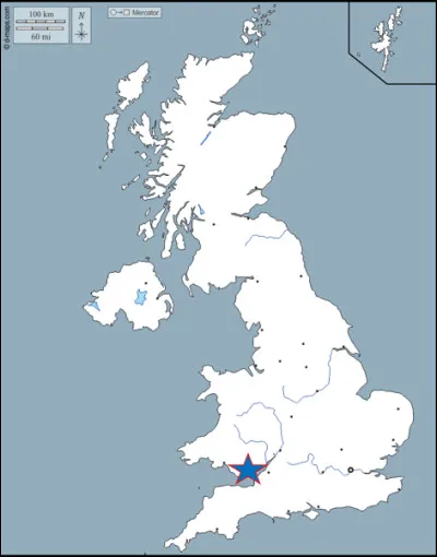 Dernière capitale des nations du Royaume-Uni a trouvé 
Quelle est la ville légendée par l'étoile bleue ?