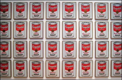 Qui est populaire pour ses peintures de boîtes de soupe Campbell ?