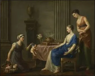 À quel néoclassique doit-on cette toile intitulée ''La Marchande à la toilette'', en 1763 ?