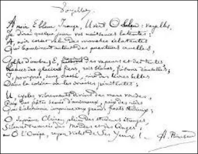Le célèbre poème "Voyelles" commence par les mots " A noir, E blanc, I rouge, U vert, O bleu ...". De quelle couleur est la lettre "Y" ?