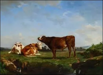 Entre 1842 et 1850, quel naturaliste a réalisé ce tableau nommé ''Trois vaches au pâturage'' ?