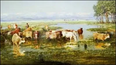 En 1852, quel membre de l'École de Barbizon a réalisé cette scène de genre intitulée ''Un marais dans les landes'' ?