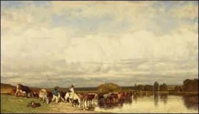Lequel de ces trois naturalistes a réalisé ce tableau intitulé ''Vaches traversant un gué'' en 1836 ?
