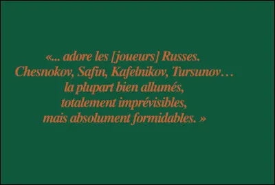 1986 > C'est la 2e année pour Andréi Tchesnokov, 21 ans, qui sera un jour 9e mondial. Celui-ci est suivi comme son ombre par un homme auquel il n'adresse guère un regard. Qui est-ce ?