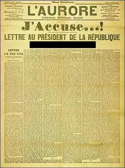Quel écrivain a écrit l'article "J'accuse !", dans le but de défendre Dreyfus ?