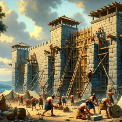 Les Grecs commencèrent la construction des fortifications suggérées par Nestor pour protéger leur camp. Que firent-ils en premier lieu pour renforcer la défense ?