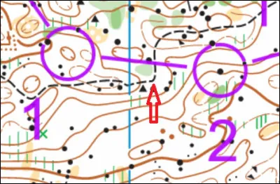 Pour aller au poste 2, le coude du chemin indiqué par la flèche pourra être :