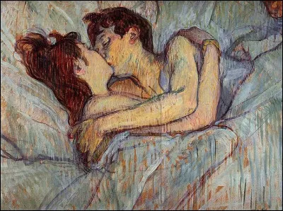 Quel peintre français est l'auteur de ce tableau intitulé ''Dans le lit, le baiser'' ?