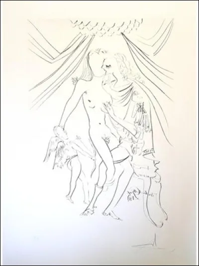 Quel peintre surréaliste est l'auteur de cette gravure à la pointe sèche ''Vénus, Mars et Cupidon'' ?