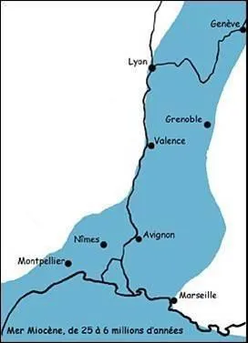 Au Miocne de -25  -6 Millions d'annes, aprs  la poursuite d'importantes rosions l'ouest de la Provence tait :
