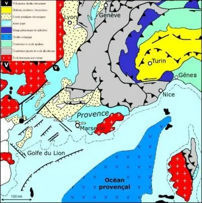 A l'Oligocne infrieur -33,5 Millions d'annes, d'importantes rosions se produisent , la Provence tait :
