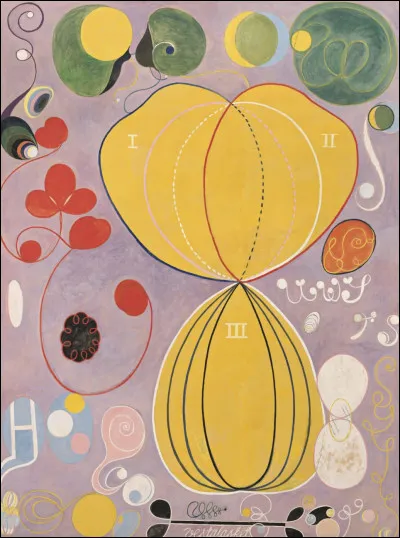 Qui est cette artiste peintre abstraite, auteure de The Ten Largest n°7 ?
Et ceci bien avant Vladimir Kandinsky, qui se revendiquait comme le premier peintre abstrait. 
Eh bien non, le premier peintre abstrait était une peintre. L'histoire de l'art est en train de rectifier ses oublis. Les temps changent, vous disais-je.