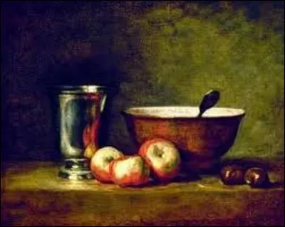 Quel peintre a réalisé ce tableau nommé ''Pommes, marrons, bol et gobelet'' ?