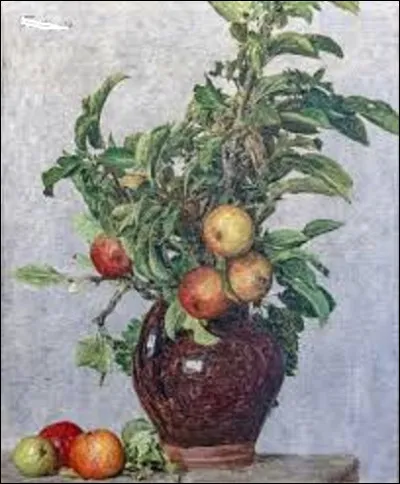 De ces trois réalistes cités ci-dessous lequel a réalisé cette toile intitulée ''Vase aux pommes et feuillage'' ?