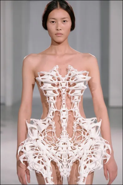 En observant ce modèle étonnant, de quelle technique, inattendue dans la mode, se sert Iris Van Herpen ?