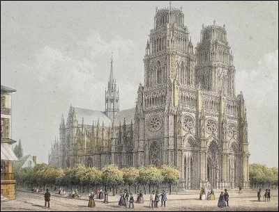 La cathédrale, construite à la fin du XIIIe siècle a été après la prise de la ville par les protestants en 1567, en grande partie détruite avec un effondrement de plusieurs piliers : de quelle cathédrale s'agit-il ?