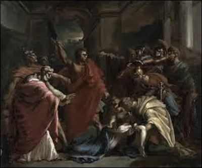 Huile sur toile réalisée entre 1815 et 1816, ''Le Serment de Brutus après la mort de Lucrèce'' est une peinture peinte par un romantique. Quel artiste est l'auteur de ce tableau ?