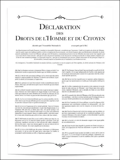 La devise permet de souligner que chaque personne a les mêmes droits. Cette idée figure dans un texte fondateur : la Déclaration des droits de lhomme et du citoyen. De quand date-t-il ?