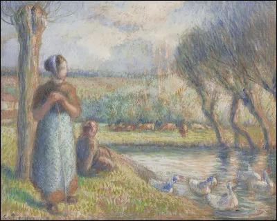 Quel peintre impressionniste est l'auteur de ce tableau intitulé ''Gardienne d'oie (au bord de l'Epte a Eragny)'' ?