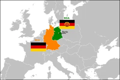 Passons à la guerre froide. Comment dit-on ''Allemagne de l'Ouest'' (partie orange) ?