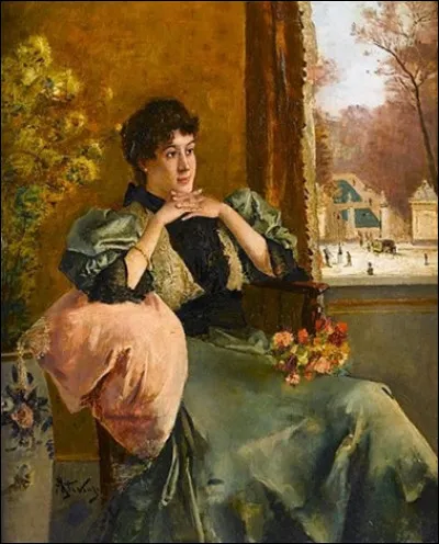 Qui est l'auteur de la toile appelée "Femme pensive près d'une fenêtre" ?