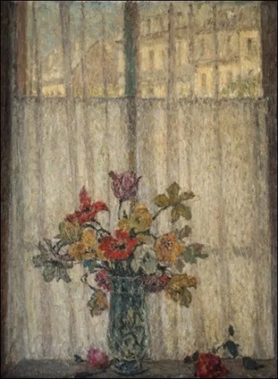 Qui a réalisé cette toile avec "Le Bouquet de fleurs devant la fenêtre ?