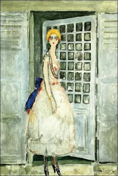 À quel artiste doit-on le souvenir de cette "Femme devant une porte au Louvard" ?