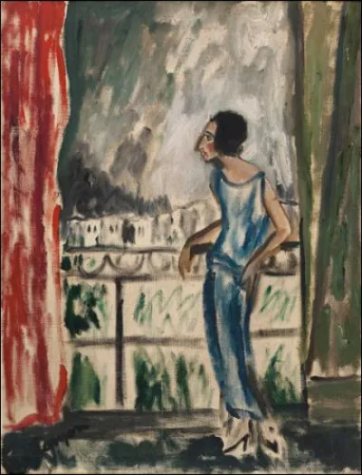 Qui a représenté cette femme près de la porte-fenêtre du balcon ?