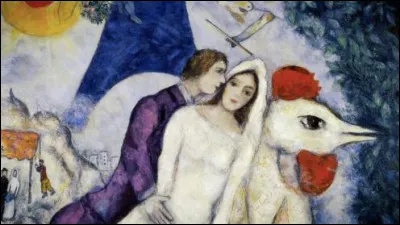 Quel peintre biélorusse est l'auteur de ce tableau intitulé ''Les mariés de la Tour Eiffel'' ?