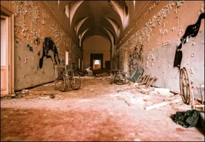 Des peintures sur les murs en forme d'ombres ont été faites par un artiste dans cet hôpital psychiatrique, ce qui le rend assez effrayant. Dans quelle ville italienne cet ancien hôpital se situe-t-il ?