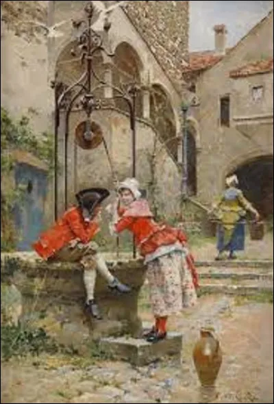 La toile ''Au puits'' est-elle d'Édouard Toudouze (1848-1907) ?