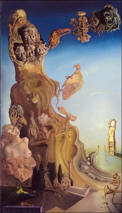 Monument impérial à la femme enfant est le titre de cette toile. Où Dali y a-t-il glissé L'Angélus ?