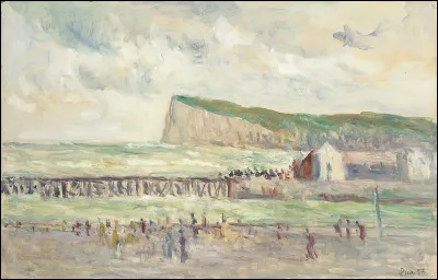 (1858 - 1941) Peintre, graveur et affichiste, en pur parisien il se fera connaître en s'inscrivant dans le mouvement néo-impressionnisme. Quel est cet artiste français qui a réalisé courant 1937 cette huile sur papier intitulée "Falaise de mers près du Tréport" ?