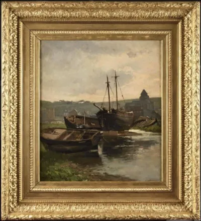 1829 - 1916 - Cette uvre a rejoint en 2021 le musée du Vieux-Tréport en Normandie. Elle représente une scène de l'ancien cimetière à bateaux du Tréport de la fin du XIXe siècle. Quel est ce peintre français qui excelle dans la peinture de paysages et de représentations marines ?