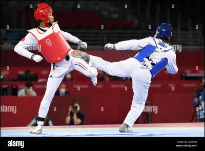 Althéa Laurin a remporté la médaille d'argent face à l'Italie en Taekwondo .