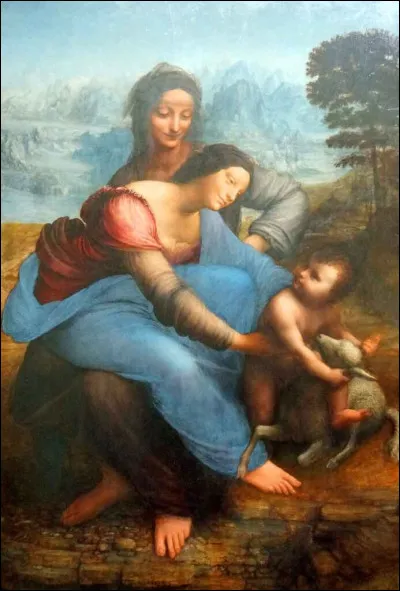 Qui est l'artiste à l'origine du tableau "Sainte Anne, la Vierge et l'enfant Jésus jouant avec un agneau" ?