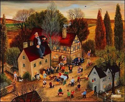 Qui a peint "L'Homme assis sur le toit" ?