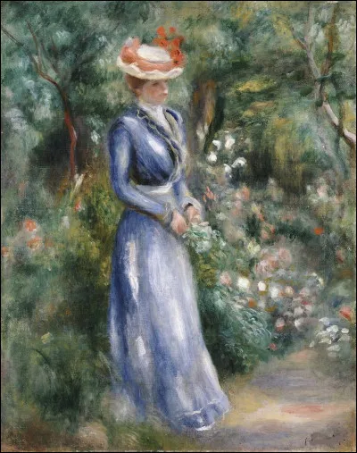 Qui a peint cette "Femme en robe bleue, debout dans le jardin de saint-Cloud" ?