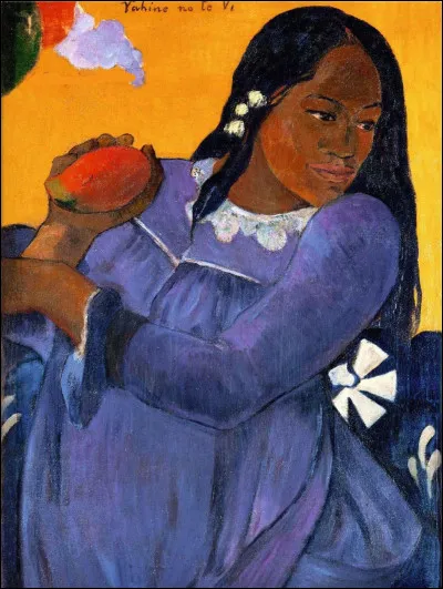 À qui doit-on le tableau représentant une "Femme en robe bleue avec une mangue" ?