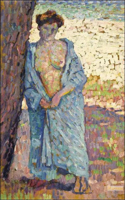 Quel peintre belge a représenté "La Femme au peignoir bleu" ?