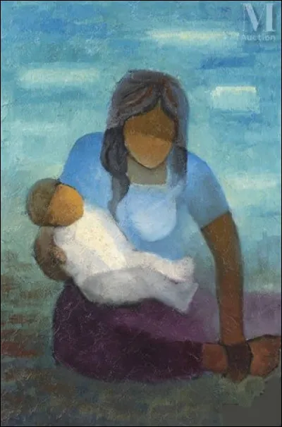 Sa toile se nomme "Maternité bleue" :