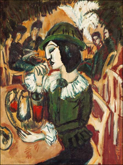 Qui a représenté cette "Dame en vert dans le café jardin" ?