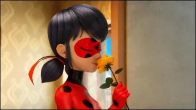 De quelle couleur est la rose quoffre Chat Noir à Ladybug ?