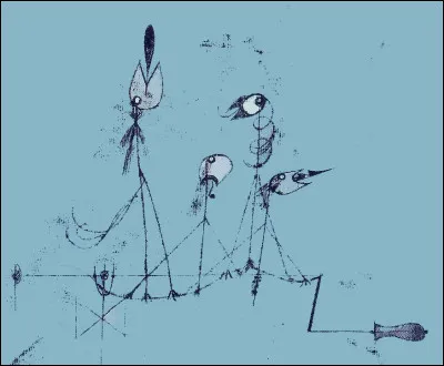 Quel peintre allemand est l'auteur de cette aquarelle intitulée ''La Machine à gazouiller'' ?