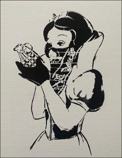 Quel artiste de street art est l'auteur de ce tableau intitulé ''Snow White Grenade'' ?