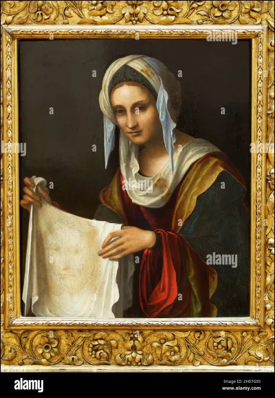 Qui est la Sainte patronne des tisserandes de lin, des images, de Santa Veronica, San Paolo et de Laguna dont le symbole est un tissu qui montre le visage du Christ ?