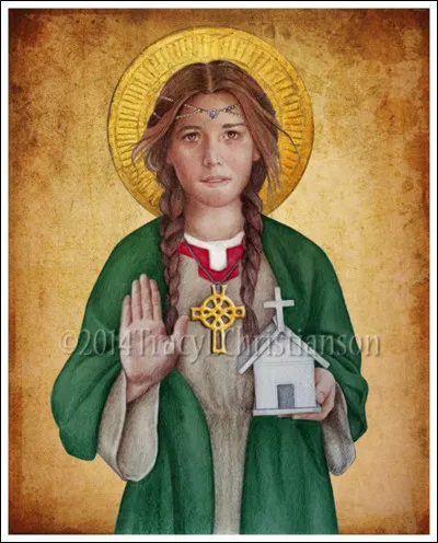 Qui est la Sainte patronne des animaux malades souvent représentée sous les traits d'une jeune femme aux longs cheveux tenant une église miniature ?