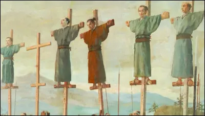 Qui est le Saint patron du Japon dont les symboles sont une palme, une croix et une lance ?